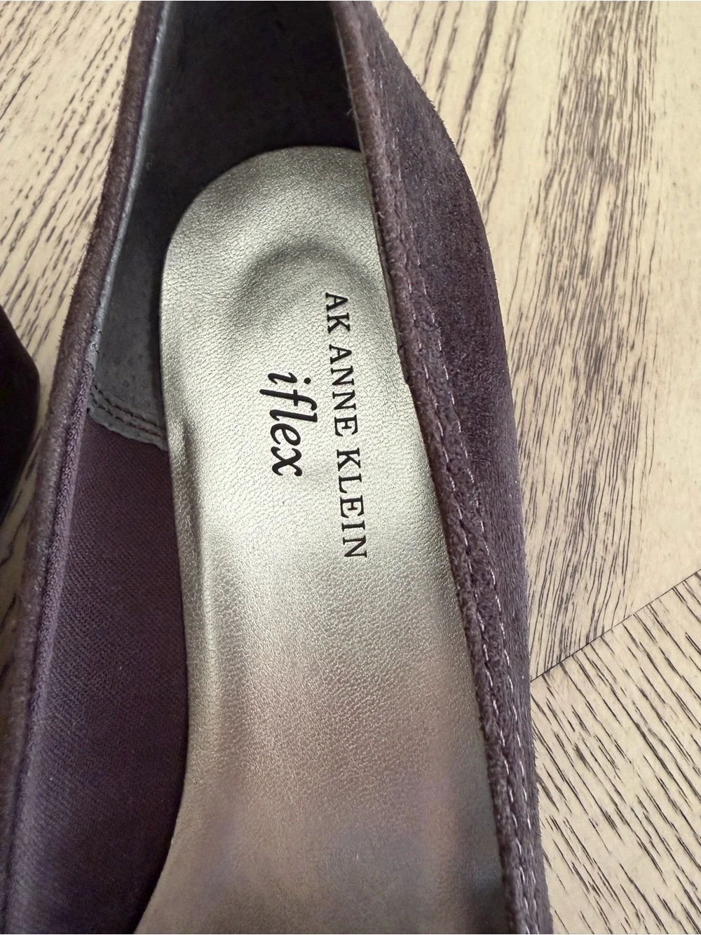 Anne Klein Dark Brown Suede Loafers with Gold Hardware